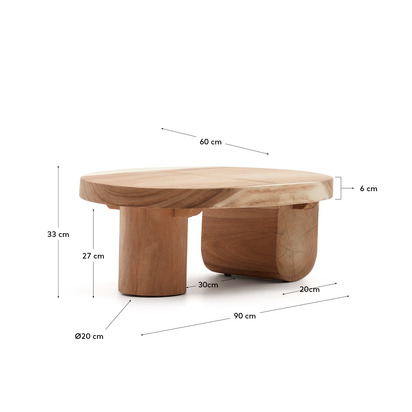 Mosi solid mungur wood coffee table Ã˜ 90 x 60 cm
