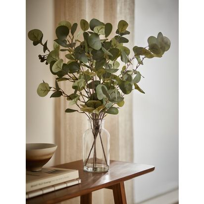 John Lewis Artificial Eucalyptus in Glass Vase, Green Multi | H61 x W35.5 x D41cm
