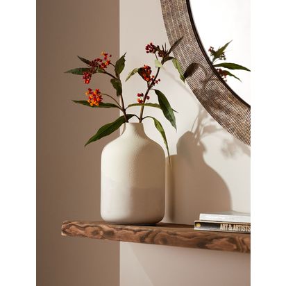 John Lewis Bilha Earthenware Vase, H24.5cm, Neutral Neutral | H24.5 x W15 x D15cm
