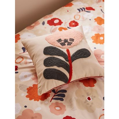 John Lewis Kids' Flora Flower Cushion Pink | L40 x W40 x D10cm