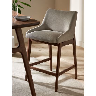 John Lewis Cara Bar Stool, Natural/American Black Walnut Mid Brown | H92.00cm * W53.00cm * D51.00cm