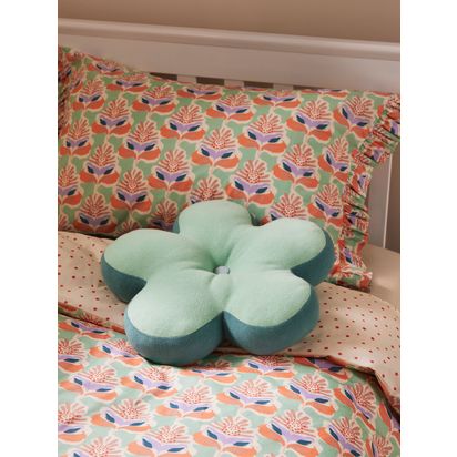 John Lewis Kids' Flora Shaped Cushion, Medium Peppermint | H40 x W40 x D7cm
