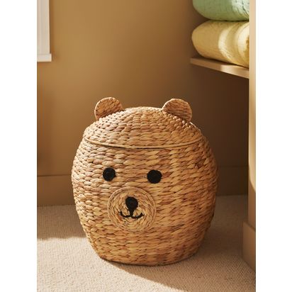 John Lewis Bear Water Hyacinth Storage Basket, Natural Natural | H41 x W40 x D40cm