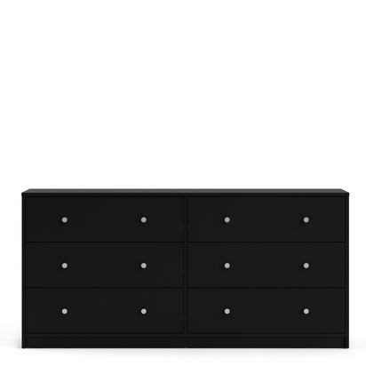 Linton 2 Chest of 6 Drawers (3+3) in Black