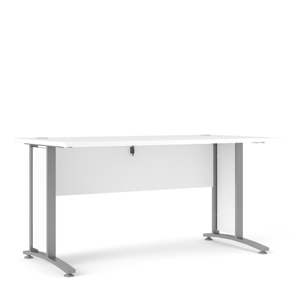 Sutton 3 Desk 150cm in White with Silver Grey Steel Legs