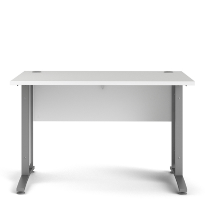 Sutton 3 Desk 120cm in White with Silver Grey Steel Legs