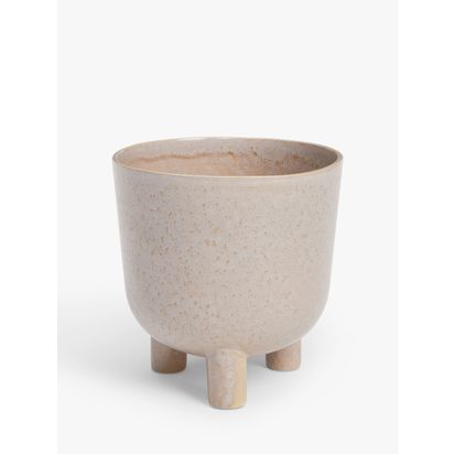 John Lewis Medium Indoor Footed Earthenware Planter, 15cm, Brown Brown | H16 x Dia.15cm