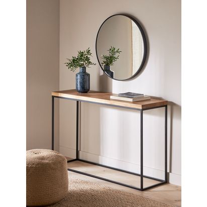 John Lewis Calia Console Table, Solid Oak Oak | H75 x W120 x D36cm