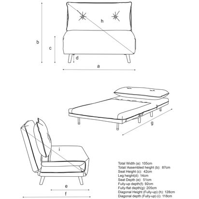 John Lewis Chair Bed, Light Leg, Cobble Grey Cobble Grey | H87 x W105 x D92cm