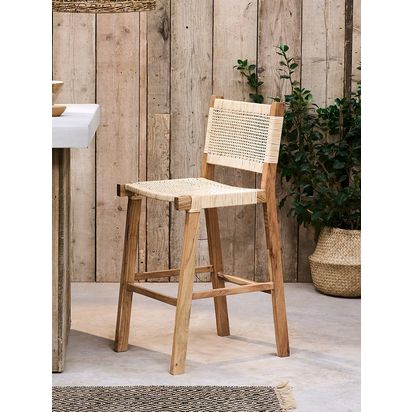 mkuku Madrisana Bar Stool, Natural Natural | H105 x W46 x D46cm