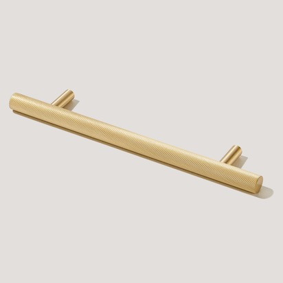SEARLE Swirled T-Bar Handle - Brass - 220mm (160mm CC) / Handle with Backplate