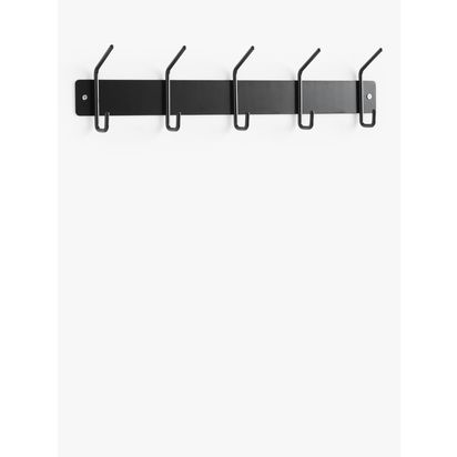 John Lewis Metal Hanging Rack, 5 Hooks, Black Black | H12 x W50 x D6cm