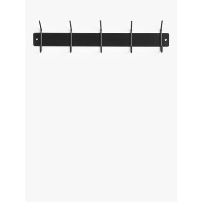 John Lewis Metal Hanging Rack, 5 Hooks, Black Black | H12 x W50 x D6cm