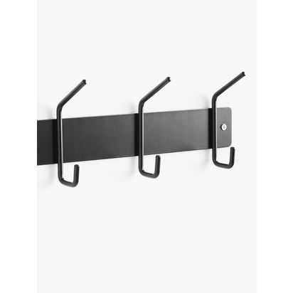 John Lewis Metal Hanging Rack, 5 Hooks, Black Black | H12 x W50 x D6cm
