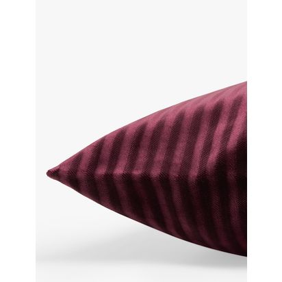 John Lewis Velvet Stripe Cushion Damson | 50 x 50cm