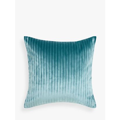 John Lewis Velvet Stripe Cushion Soft Teal | 50 x 50cm
