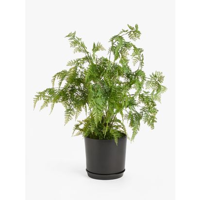 John Lewis Contemporary Glazed Stoneware Planter, 24.5cm Black | H23 x Dia.24.5cm