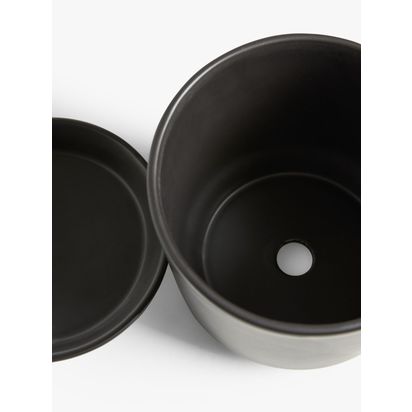 John Lewis Contemporary Glazed Stoneware Planter, 14.5cm Black | H13.5 x Dia.14.5cm
