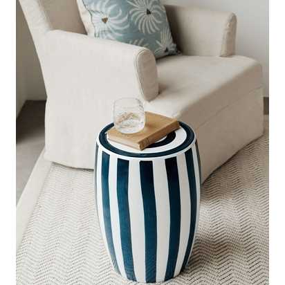 Rander Ceramic Stool - Sapphire/White White