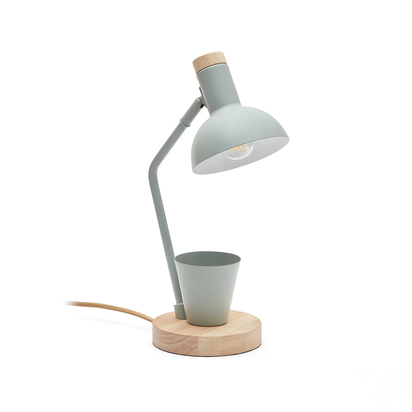 Katia desk lamp in wood and green metal UK