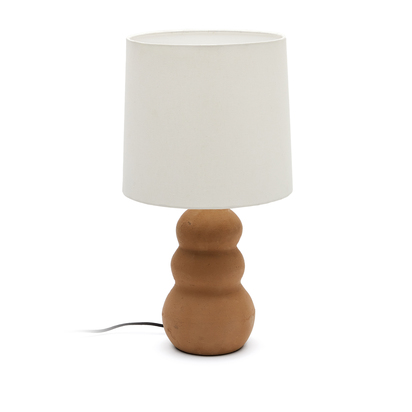 Madsen terracotta table lamp with white shade UK adapter