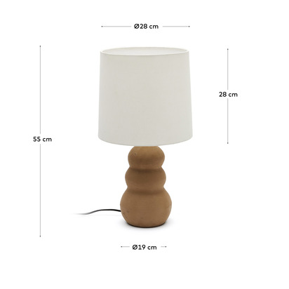 Madsen terracotta table lamp with white shade UK adapter