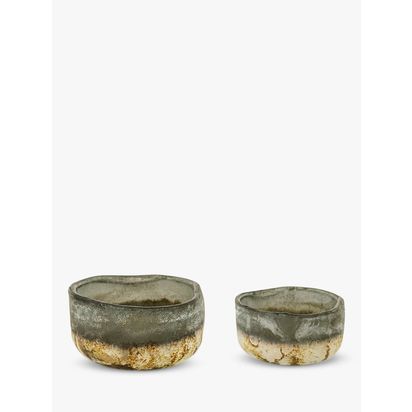 nkuku Janka Glass Tealights, Set of 2 Charcoal | H4 x W10 x D10cm
