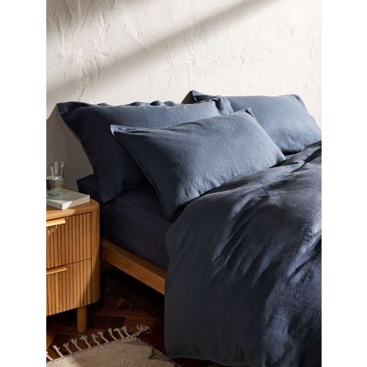 John Lewis Washed Linen Bedding Denim Blue | H75.00cm * W50.00cm