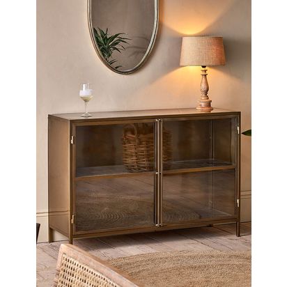 nkuku Ranchi Iron Sideboard, Brass Brass | H85 x W122 x D40cm