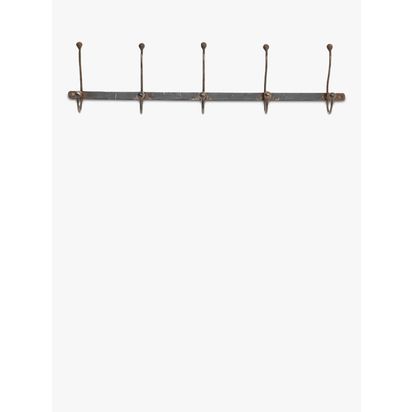 nkuku Rama 5 Hook Coat Rack, Iron Grey | H17 x W34 x D64cm