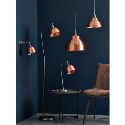John Lewis Baldwin Large Pendant Ceiling Light Brushed Copper | H140 x Dia.33cm