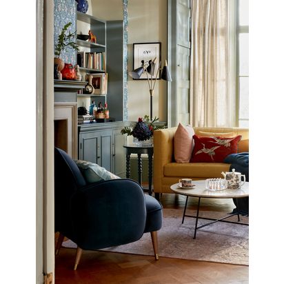 John Lewis Cove Armchair, Dark Leg Midnight Blue Velvet | H80.50cm * W74.00cm * D82.00cm