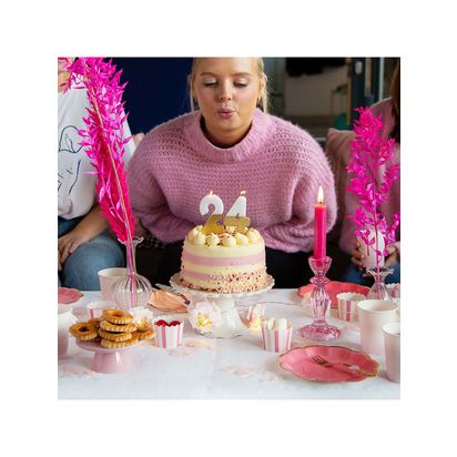 Talking Tables Boho Glass Candle Holder Pink | H15.5 x W8 x D8cm