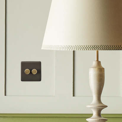 Two gang 2 way Florence dimmer switch in bronze