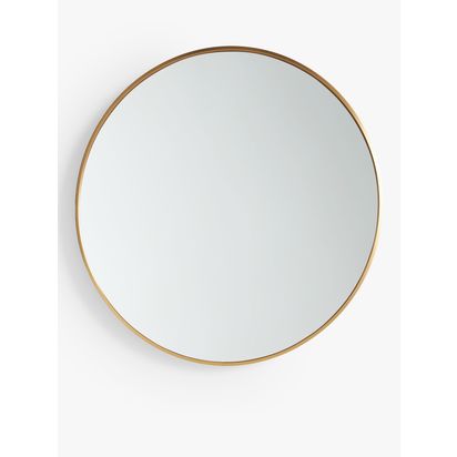 John Lewis Thin Metal Frame Round Wall Mirror, 65cm Gold | D3.9 x Dia.65cm