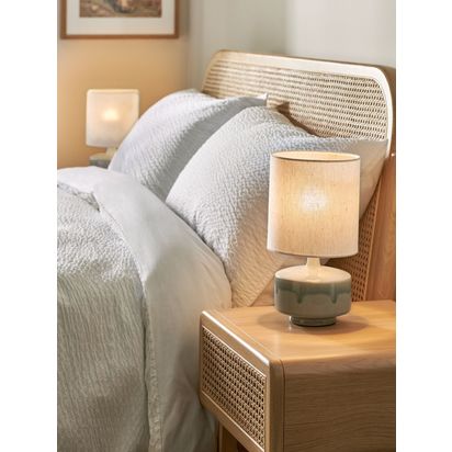 John Lewis Delaney Ceramic Duo Table Lamp, Set of 2, Light Green Light Green | H29.5 x Dia.16cm