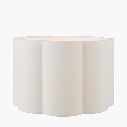 Bloom 40cm White Handloom Scalloped Cylinder Lampshade