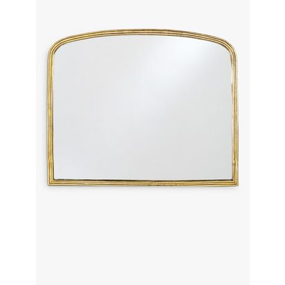 Nkuku Almora Arched Overmantel Wall Mirror, 91.5 x 110cm, Antique Brass Antique Brass | H91.5 x W110 x D4.5cm