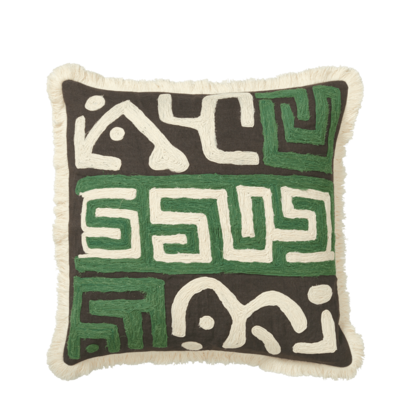 OKA, Tarrero Cushion Cover - Evergreen, Cushion Covers, Linen, Printed