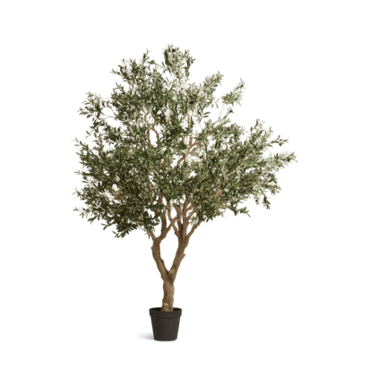 OKA, Faux Potted Olive Tree, Extra Large – Black, Potted Trees, Fabric/Iron/Plastic