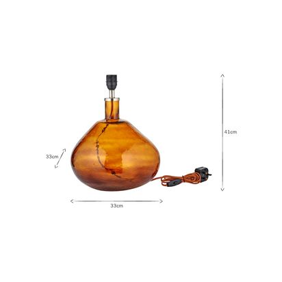 nkuku Baba Glass Lamp Base, Amber Burnt Amber | H33 x W33 x D33cm