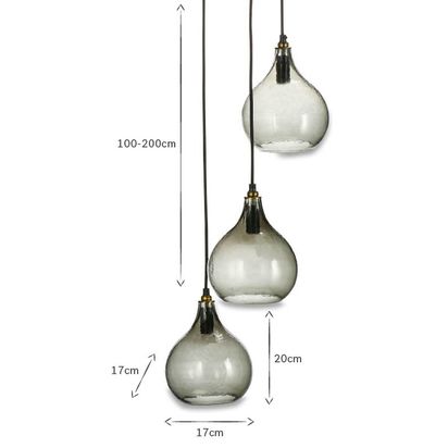 nkuku Ziva Glass Cluster Pendant Light Green Smoke | H135 x W20 x D17cm