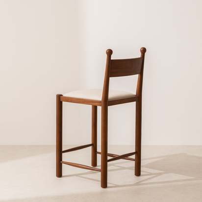 Finials Bar Stool with Upholstered Seat - Default Title