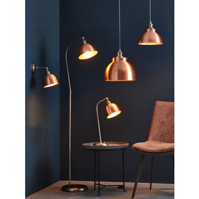 John Lewis Baldwin Large Pendant Ceiling Light Brushed Copper | H140 x Dia.33cm