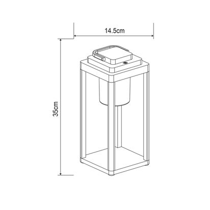 Där Lester LED Rechargeable Portable Outdoor Lantern, Black Black | H35 x W14.5 x D14.5cm