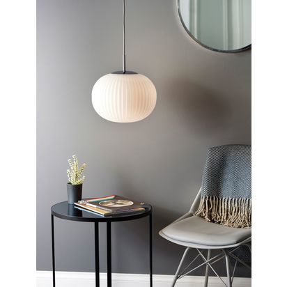 John Lewis Pleated Glass Globe Ceiling Light, White/Chrome White/Chrome | H31 x Dia.30cm