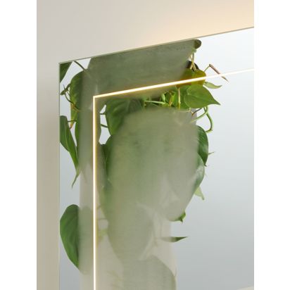 John Lewis Enclose Single Mirrored and Illuminated Bathroom Cabinet Silver | H70 x W50 x D14cm