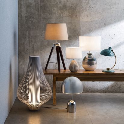 John Lewis Martha Ceramic Table Lamp Blue/Green | H50 x W32 x D32cm