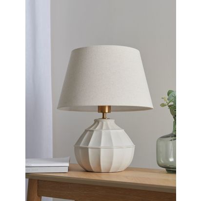 John Lewis Notton Scallop Table Lamp, Distressed White Distressed White | H42 x W33.50 x D33.50cm