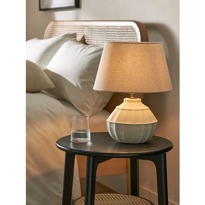 John Lewis Notton Scallop Table Lamp, Distressed White Distressed White | H42 x W33.50 x D33.50cm